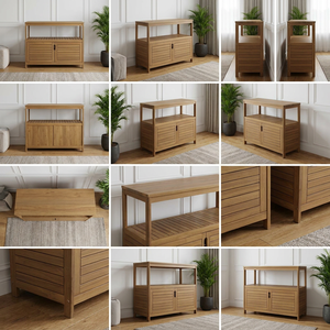 Étagère de rangement en bois à double fonction avec porte à fermeture magnétique, durable et en acacia renouvelable, pour intérieur/extérieur - Product Image 3
