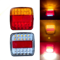 Feu arrière de remorque carré arrondi à 20 LED avec boîtier transparent/rouge et jaune, feu de freinage et de signalisation pour camion