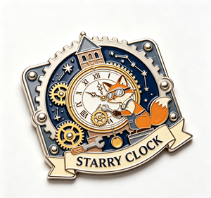 Pin de Solapa Coleccionable de Metal Esmaltado Personalizado con Diseño de Zorro de Dibujos Animados y Reloj para Promoción de Eventos de Marca - Product Image 3