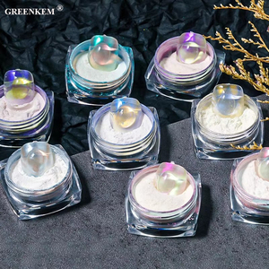 Poudre de pigment chromé pour ongles, <span class=keywords><strong>effet</strong></span> miroir <span class=keywords><strong>sirène</strong></span>, nacré néon, blanc et violet, plusieurs couleurs, pour décoration de vernis à ongles, poudre de cristal - Product Image 2