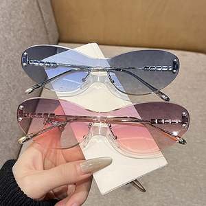 Gafas de Sol Y2K Sin Montura para Mujer, Diseño Personalizado con Logotipo 2025, Última Moda, Protección UV400, Montura Pequeña, Estilo Ojo de Gato - Product Image 2