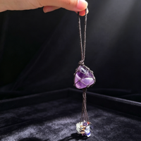 Pendentif en perles de cristal naturel en gros pour décorations de rétroviseur de voiture tissées à la main et accessoires suspendus, emballage inclus.