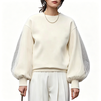Haut décontracté pour femme, col rond, coupe ample, doublure en maille, en toile non tissée respirante, nouvelle mode automne