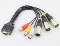 Cable Adaptador Convertidor de 15 Pines VGA SVGA a 4 Pines Video 3 RCA AV TV para PC, Cable de Audio XLR Hembra/Macho a D-SUB de 9 Pines