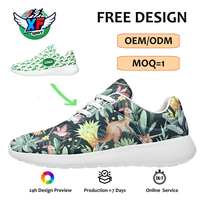 Chaussures de course personnalisées d'usine, motif jungle et faune, respirantes, chaussures de golf, logo imprimé sur mesure, chaussures de marche décontractées, faible MOQ