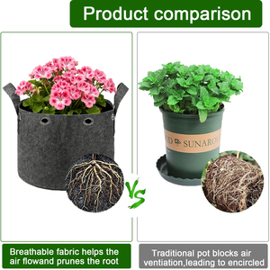 Paquete de 5/6/8/10/20 Bolsas de Cultivo de 3/10 Galones, Macetas de Tela No Tejida con Asas y Orificios de Posicionamiento Superiores para Cultivo de Vegetales - Product Image 6