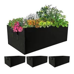 Sacos de feltro retangular para jardim, saco preto para plantar recipiente quadrado para planta do jardim