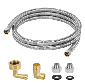 Kit <span class=keywords><strong>d</strong></span>'installation pour <span class=keywords><strong>lave</strong></span>-<span class=keywords><strong>vaisselle</strong></span>, <span class=keywords><strong>tuyau</strong></span> <span class=keywords><strong>d</strong></span>'alimentation en acier inoxydable de qualité supérieure, 4 pieds, sans plomb, anti-éclatement - Product Image 3