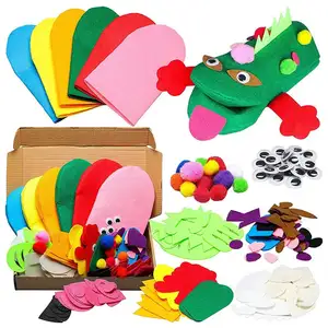 Kit para fazer maçanetas artesanais, suprimentos para arte, fantoche de feltro, kit de artesanato para crianças, 8 peças