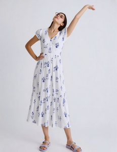 2025 estate abito Casual in cotone semplice Design stampato tessuto traspirante stile dolce bottone naturale per le uscite quotidiane per <span class=keywords><strong>il</strong></span> <span class=keywords><strong>tempo</strong></span> <span class=keywords><strong>libero</strong></span> - Product Image 5