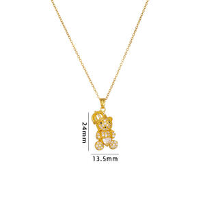 قلادة نحاسية أنيقة مرصعة بالكامل بالزركونيا المكعبة قلادة على شكل دب لطيف - Product Image 6