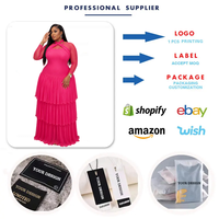 Robe de soirée tendance grande taille N8206, élégante, à manches longues, col halter, à volants superposés, longue, pour femmes, robes de fête, robes d'anniversaire