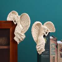 Ornamen Ambang Pintu Sayap Malaikat Resin, Bingkai Foto, Dekorasi Sudut Meja, Model Vintage