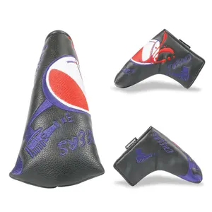 Benutzer definierte Stickerei PU Magnetic Closure Blade Putter Cover Golfschläger Head cover