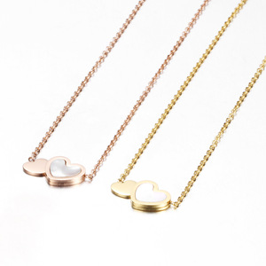 Collier en acier inoxydable en forme de cœur avec incrustation de coquillage, couleur or rose, or jaune, argent, pour un usage quotidien, cadeau - Product Image 5