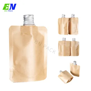 Paper Bag Packing Custom Refillable Plastic Packaging 35ml Shampoo Pouch Eco Friendly Spout Bag Kraft Paper Spout Pouch