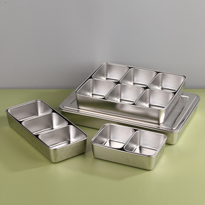 <span class=keywords><strong>Plateau</strong></span> multifonctionnel en acier inoxydable de qualité alimentaire à six compartiments, boîte de rangement métallique compartimentée, séparateur de <span class=keywords><strong>repas</strong></span> en acier inoxydable - Product Image 5