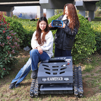 Tondeuse à gazon intelligente télécommandée avec chenilles antidérapantes pour terrains en pente, se déplace facilement sur les pentes raides