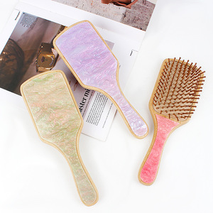 2025 mode naturel en bois bambou acrylique Hari brosse antistatique cuir chevelu Massage coussin d'air marbre peigne pour tous les Types Hari - Product Image 3