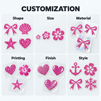 Autocollants décoratifs brillants en PET pour accessoires de mode OEM, impression pailletée, découpe kiss-cut, feuille d'autocollants brillants décoratifs