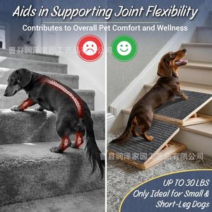 Rampa para Mascotas de Madera de Pino Antideslizante con Ángulo Ajustable, Escalera Auxiliar para Perros - Product Image 3