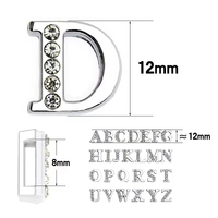 En gros, Breloques coulissantes alphabet A-Z de 12 mm, couleur argent, avec strass, pour colliers pour animaux de compagnie