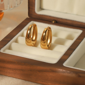 Pendientes Colgantes en Forma de U de Acero Inoxidable, Chapados en Oro, Joyería de Moda, Pendientes de Aro para Mujer - Product Image 2