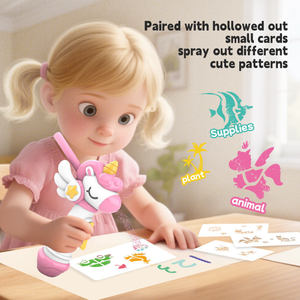 Stylo craie spray licorne pour enfants, jouet de <span class=keywords><strong>dessin</strong></span> à pulvérisation rapide, marqueur aérographe lavable pour graffitis avec pochoirs pour enfants - Product Image 5