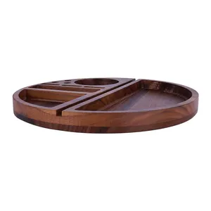 Wholesale Factory Direct New Style Wooden Round Smoking Trays Durable 218mm Trays Suppliers