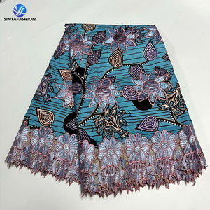 Sinya all'ingrosso ricamo Guipure cordino con stampa a cera Ankara tessuti africani 6 yarde/pz - Product Image 2