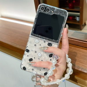 かわいい水リップル漫画子猫フルスクリーンTPU保護ケース電話グリップ付きZ Flip6女性用耐衝撃性 - Product Image 2