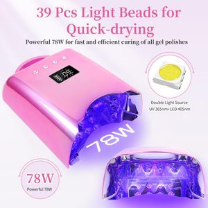 Lampe à ongles LED UV sans fil haute puissance 78W, rechargeable, portable, pour salon de manucure et pédicure, grand espace - Product Image 5