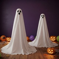 Décoration d'Halloween Lumineuse en Tissu de Soie pour Porche, Fantôme Debout pour Jardin, Emballée