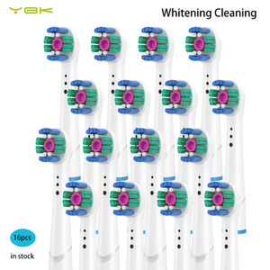 Têtes de brosse à dents de rechange YBK pour brosse à dents électrique rotative <span class=keywords><strong>Oral</strong></span>-<span class=keywords><strong>B</strong></span>, poils en nylon doux, protègent la santé des gencives, blanchissent, 16 pièces - Product Image 1
