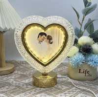 Cadre photo LED en forme de cœur en plastique transparent avec éclairage intégré, fait main, DIY, écologique, étanche