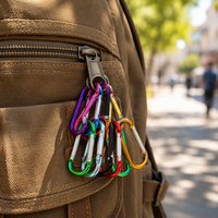 Porte-clés mousquetons ronds en alliage de zinc bon marché en gros, crochets d'escalade imprimés en typographie pour accessoires de camping et d'extérieur