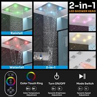 Système de Douche Double Honajo avec Jets Corporels, Ensemble de Robinetterie LED 2 Fonctions Pluie/Cascade 20 Pouces, Douchette à Main 6 Pouces Brossée