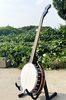 Banjo 5 Senar Aiersi Brand OEM Populer Dengan Sandaran Tangan 24 Bracket Penutup Resonator Mahoni