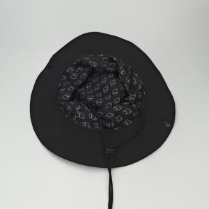 Cappelli a secchiello personalizzati stile moda stile a tesa larga cappelli a secchiello neri-con etichette intrecciate levette regolabili e occhielli in metallo - Product Image 6