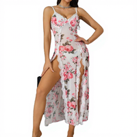 Ensemble pyjama imprimé floral pour femmes, sans manches, pantalon long, vêtements de nuit d'été
