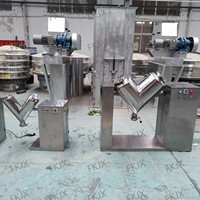 FKJX Mélangeur de poudre en acier inoxydable personnalisable de type V avec capacité de séchage, vitesse réglable, mélange uniforme pour produits chimiques et alimentaires
