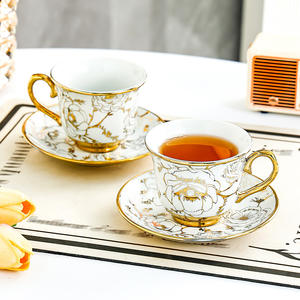 Taza de Café de Cerámica de Diseño Estilo Ins, Taza Retro para Latte, Exquisito Juego de Té para la Tarde, 6 Tazas, 6 Platos - Product Image 3