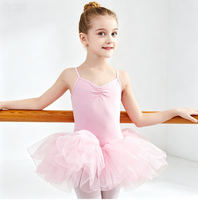 Justaucorps de danse à bretelles spaghetti avec jupe tutu à 3 couches pour gymnastique, performance scénique et entraînement de danse pour filles
