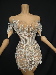 <span class=keywords><strong>Robe</strong></span> <span class=keywords><strong>de</strong></span> soirée <span class=keywords><strong>de</strong></span> ballet en soie/coton à paillettes blanches <span class=keywords><strong>pour</strong></span> adultes Lurong, style célébrité, festival, soirée, bal, podium - Product Image 3