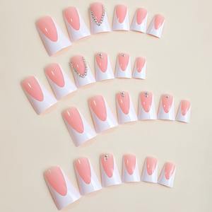 24 ชิ้น/ชุด ขายส่ง ปลายเล็บรูปทรงปากเป็ด สไตล์มินิมอลฝรั่งเศส กดติดเล็บปลอม ขายส่ง XB-85-92 - Product Image 2