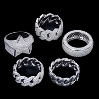 Bague en argent 925 à maillons cubains entièrement sertie de moissanite VVS, bijoux fins, sur mesure, haute qualité, bagues de mariage pour hommes