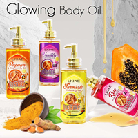Minyak pepaya tubuh, mewah 300ml Shea Butter AHA wortel Vitamin C bersinar menutrisi mencerahkan perawatan kulit Lavender madu