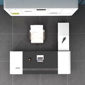 Escritorio Ejecutivo Moderno Blanco con Estante, Muebles de Oficina para Gerente/CEO, Estación de Trabajo - Product Image 5