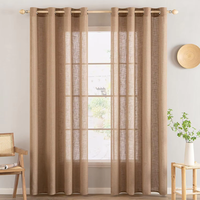 Rideaux modernes en lin tissé avec œillets intégrés, blancs, pour chambre à coucher, salon, fenêtre française, personnalisables, toutes saisons, semi-transparents, légers