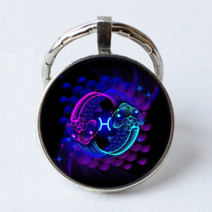 Handmade Cartoon Keychain Glass Zodiac Sign Key Chain